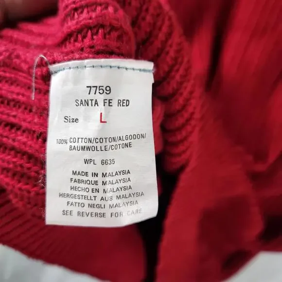 Vtg Woolrich Sweater Mens L Red Cotton‎ Knit Pullover Santa Fe Red USA Outdoor - Picture 9 of 9